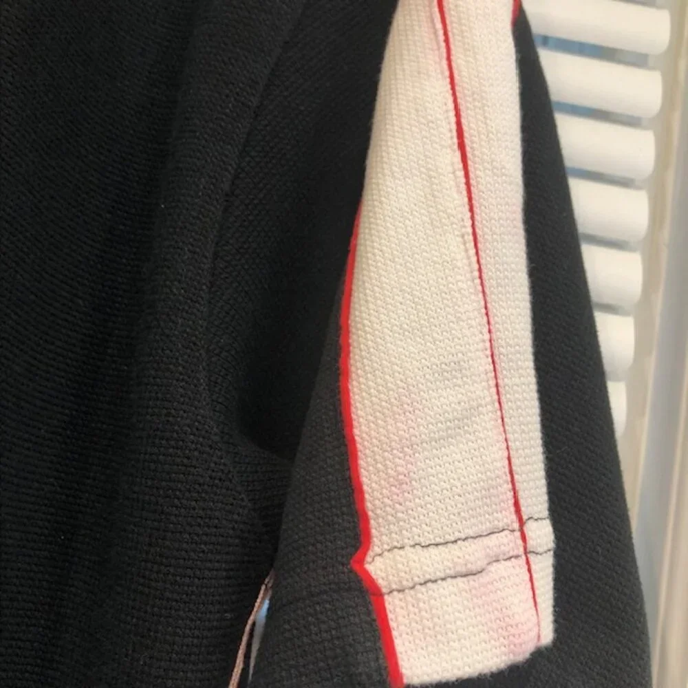 Adidas Vintage Black White Red Polo Shirt Size XXL.